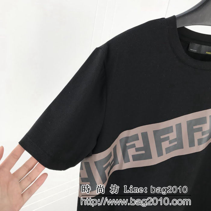 FENDI芬迪 19ss春夏新款 斜條FF印花 百搭款短袖 明星同款 男女同款 ydi1604